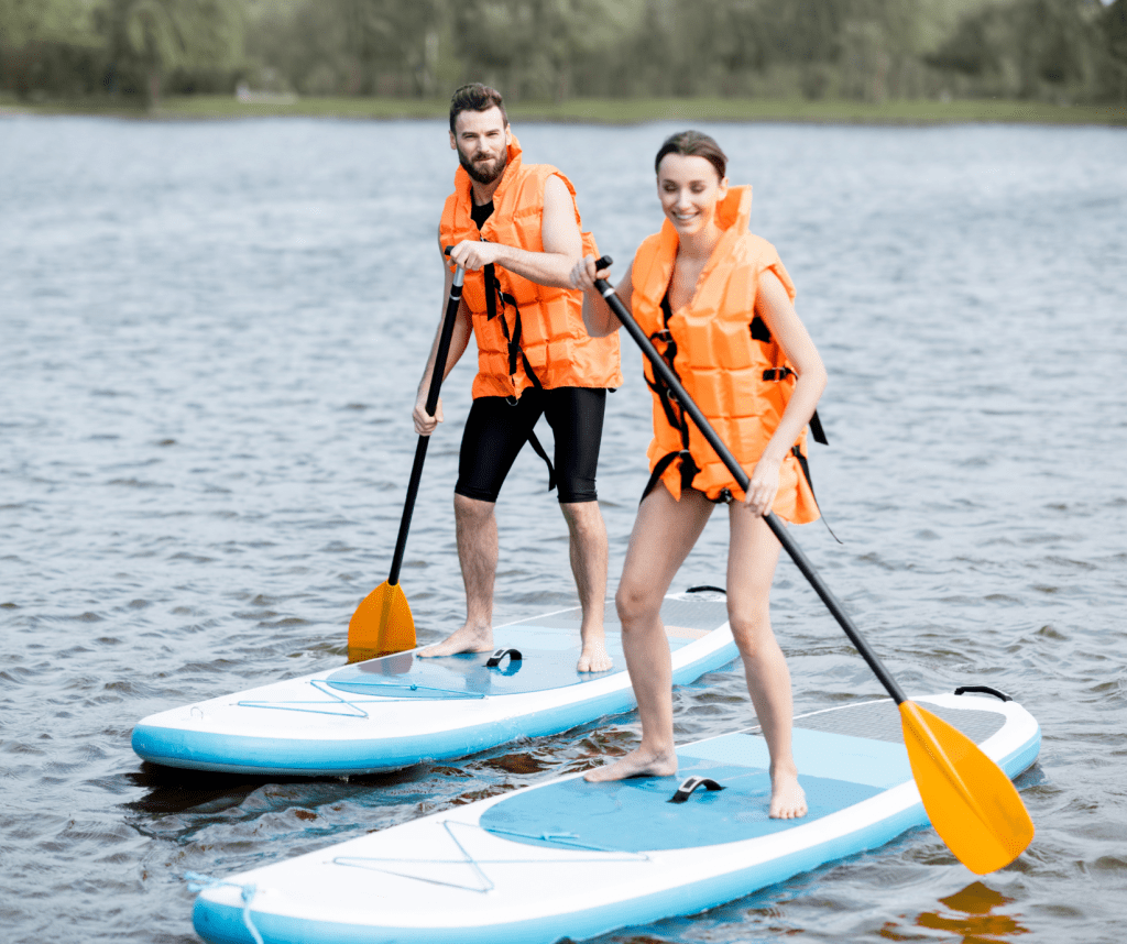 people paddleboarding in a lake