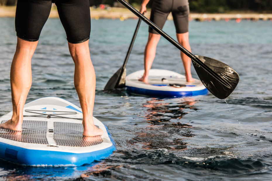 paddle boarding on a lake
