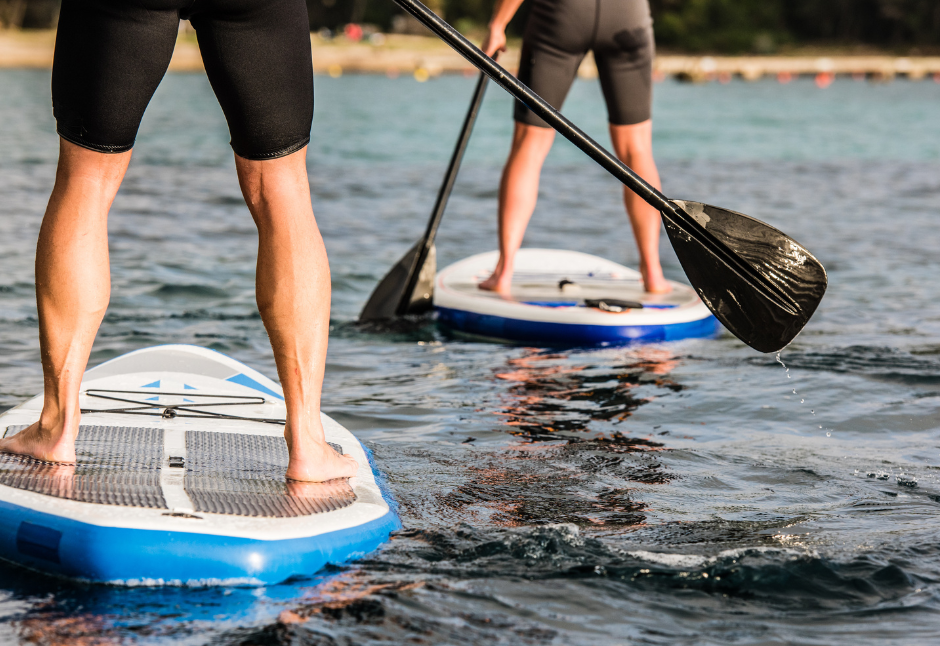 paddle boarding on a lake